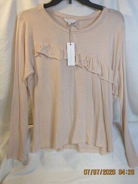 NWT~~LUCKY BRAND~100% COTTON~ SUMMER SWEATER WITH RUFFLE~SIZE LARGE